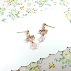 No.870☆半月（ピンク） ピアス イヤリング マスクチャーム