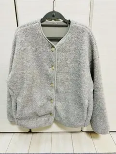 UNIQLO☆ボアフリースリラックスカーディガン ライトグレー 2025AW