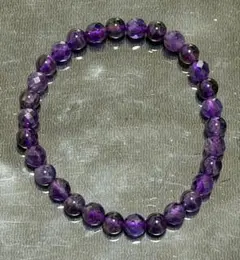 天然石 アメジスト フラットラウンド ブレスレット | Mercari