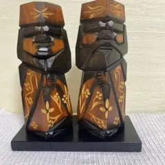 北海道民芸品 アイヌの木彫り 北海しずめ彫 玄旺作 ヴィンテージ