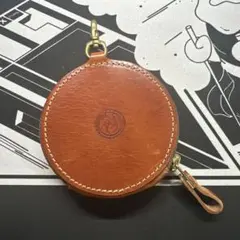 円形レザーコインケース ブラウン