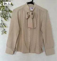 新品UNIQLOイネス ベージュ ボウタイ付長袖ブラウス XS レディース
