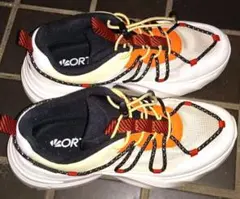 ORTR ドローコードデザイン配色スニーカー　イエロー　24.5㎝(24cm)