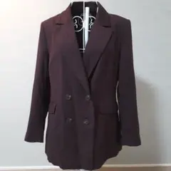 ダークパープル ダブルブレスト ブレザー