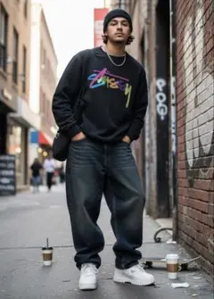 タ*.様 希少　Stussy スウェット　黒　ショーンフォント