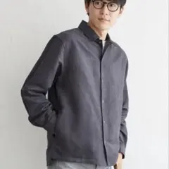 iKKA フェイクスウェード シャウター シャツ ジャケット 黒 長袖