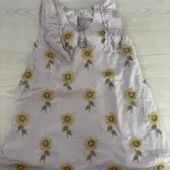 petit main ひまわり刺繍 ノースリーブワンピース 110