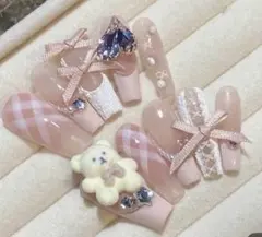 ネイルチップオーダー現品 韓国 量産型ネイル 地雷系 サブカル 天使界隈