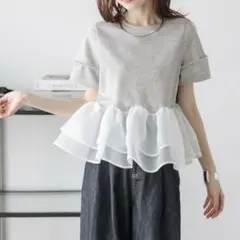 ラジエム シアーフリル ティアード ペプラム ドッキングトップスLa-gemme