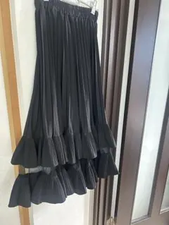 再値下げフレアロングスカート 一部シースルー