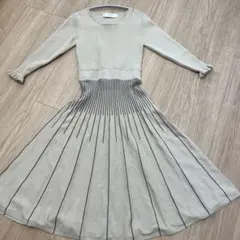 トッコクローゼット　バックレースアップ配色ニットワンピース　ベージュ