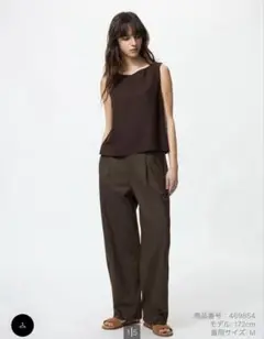UNIQLO タックワイドパンツ　ブラウン　L