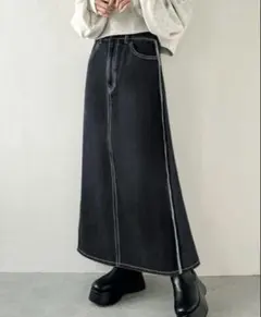 【GRL】サイドアウトシームデニムタイトスカート[qu33] M