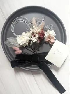 ドライフラワー ヘアアクセサリー 卒業式 結婚式 成人式 ベロアリボン 髪飾り