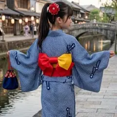 有松鳴海絞りの浴衣 花繋ぎ 赤 黄色 81 - メルカリ