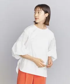 BEAUTY&YOUTH カットワーク バルーンスリーブカットソー
