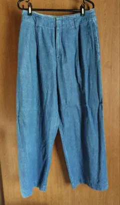 ユニクロ　UNIQLO デニム　ハイウエストワイドパンツ　ブルー