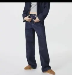 UNIQLO ワイドストレートジーンズ 23 丈長め