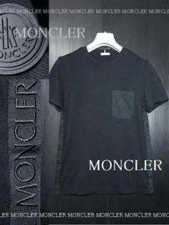 モンクレール Tシャツ ブラック ラバーロゴ 両サイドロゴ刺繍 S 正規品