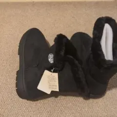 黒 スエード ファー付き カジュアルブーツ