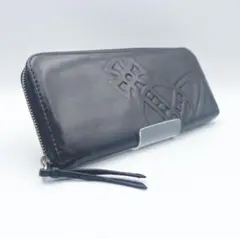 【Vivienne Westwood（ヴィヴィアン）】オーブ型押し 長財布 黒