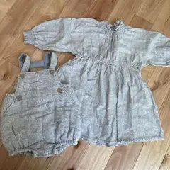 après les cours 姉弟お揃い70と90 春服コーデ オーバーオール