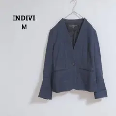 インディヴィ　ノーカラージャケット　羽織　ラメ　フォーマル　式　麻／綿混　М