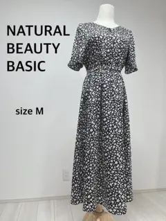NATURAL BEAUTY BASIC 花柄 半袖ワンピース Mサイズ