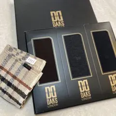 新品■DAKS ソックスセット 3足 ★ ミニタオルハンカチ付き　靴下