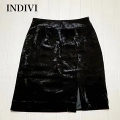 INDIVI インディヴィ　タイトスカート ベロア スリット　上品　台形　日本製のサムネイル