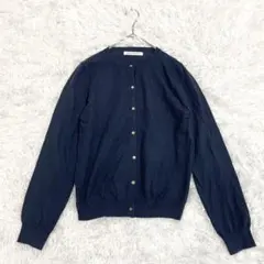 アーバンリサーチ ニットカーディガン シルク混 クルーネック ネイビー きれいめ