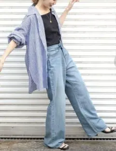 Ungrid ストライプルーズシャツ