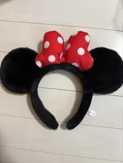 ミニーマウス カチューシャ 黒と赤の水玉