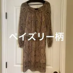 ワンピース　ペイズリー柄　腕透け感あり　オシャレ　美品
