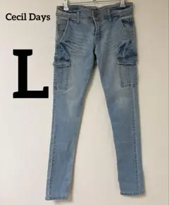 おしゃれ❣️Cecil Daysライトブルー [L]カーゴパンツ ローライズ