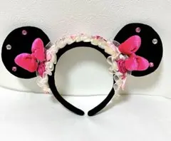 【レア】ディズニー ミニー カチューシャ 薔薇 ローズ ピンク リボン　即購入可