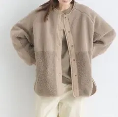 ◎新品　LUPILIEN 粒違いボア 切替ブルゾン ノーカラー　フリース