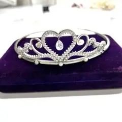 Silver 925 ハート型　クリスタル　ティアラ 32.35g 結婚式