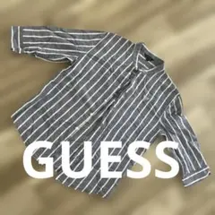 GUESS ストライプ バンドカラーシャツ ネイビー Lのサムネイル