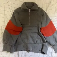 Kastaneハーフジップ スウェット グレー オレンジのサムネイル