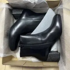 ボントレ BONTRE スクエアショートブーツ ブラックコンビ