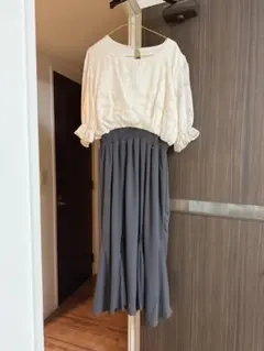 【美品】Re-j ＆ SUPUREアイボリー・グレー ワンピース セット