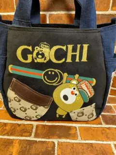 CUNE ウォッシュ加工 ワッペン付 デニムトートバッグ ジーパン袋 M