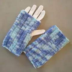 青系ニット指なし手袋
