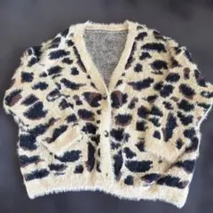 Dazy ヒョウ柄 もこもこカーディガン XL