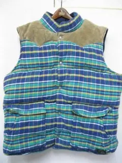 ラルフローレンD&S☆デカいXL☆ウエスタン☆中綿ベスト☆革切替ヨーク