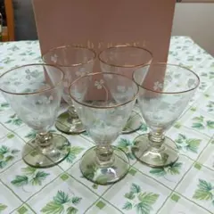 花模様のカクテルグラス5個セット