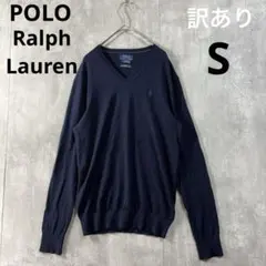 ♪訳あり POLO ラルフローレン　薄手　ニット　セーター　紺色　ウール　春秋冬のサムネイル