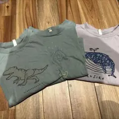 恐竜・傘・クジラのイラストTシャツ3枚セット 110センチ、120センチ