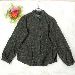 MCGREGOR　トップス 花柄 長袖シャツ Mサイズ　細いコーデュロイ　グレー